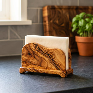 Porte-serviettes en bois d'olivier turc - Design artisanal moderne du milieu du siècle, marron, 20x12x15cm |   Vente en gros |   Aqdus Saleem - Product Image 3