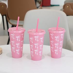 Cadeau <span class=keywords><strong>de</strong></span> membre, bouteille d'eau en plastique personnalisée <span class=keywords><strong>de</strong></span> 24 oz, sans BPA, avec paille, design exclusif - Product Image 2