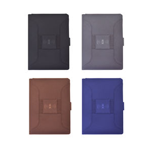 Cahier <span class=keywords><strong>rechargeable</strong></span> en cuir d'affaires promotionnel noir A4 <span class=keywords><strong>A5</strong></span> A6 cahier de charge sans fil de banque de puissance avec lampe de Table - Product Image 3