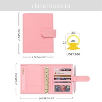 Best-seller Luxe A7 Portefeuille en cuir de litchi, pochette pour papeterie, cadeau, INS FB TK Etsy, classeur à anneaux, porte-cartes et porte-monnaie