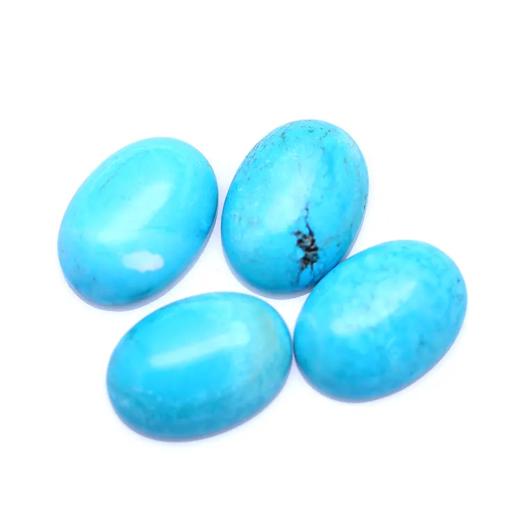 Yisheng takı özelleştirme trend yeni varış Oval Cabochon düz geri kesim gevşek sentetik boyalı renkli mavi turkuaz taş