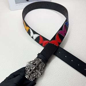 <span class=keywords><strong>Cintura</strong></span> Vintage in Lega con Patch in Pelle e Farfalla <span class=keywords><strong>Rossa</strong></span>, Unisex, 3.7cm X 108cm, Stile Roller Funk Lip Cross America Celebrity - Product Image 6