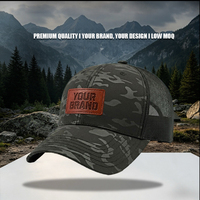 Casquette de baseball 6 panneaux à logo personnalisé, patch en silicone 3D, camouflage tactique extérieur, dos en maille respirant et séchant rapidement, fermeture snapback