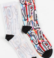 Chaussettes noires de haute qualité avec impression 3d de logo personnalisé Chaussettes de course en nylon polyester spandex Chaussettes en polyester de sublimation