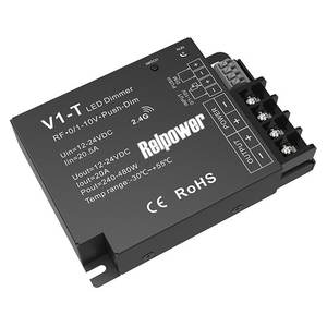 Variateur LED Relpower V1-T 20A 480W 1 canal, contrôle sans fil RF 2.4G, entrée CC 12V-24V, fonction Push Dim - Product Image 1