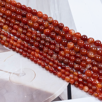 Perles Rondes en Agate Rouge en Gros 6mm 8mm 10mm – Fil de Perles en Agate Naturelle Rayée pour Bracelets, Colliers, Boucles d'Oreilles et Projets DIY