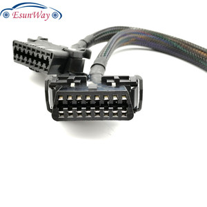สายต่อขยาย OBD2 แบบตัวผู้เป็นตัวเมียคู่ แบบงอ 16 พิน สำหรับเชื่อมต่ออะแดปเตอร์แปลง <span class=keywords><strong>OBD</strong></span> <span class=keywords><strong>2</strong></span> แบบ 1 ต่อ <span class=keywords><strong>2</strong></span> - Product Image 4