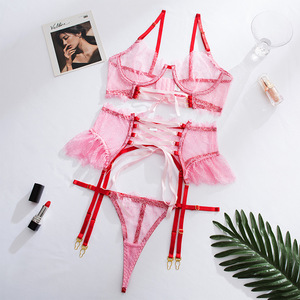 Ensemble de lingerie sexy pour femme avec nœud, en tissu nylon tendance, soutien-gorge et culotte, style magnifique - Product Image 5