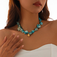 Collier tendance en alliage étoile de mer et coquillage pour l'été, collier rétro étoile de mer sirène