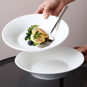 Cuenco de cerámica para pasta Wave Line Western Soup Salad Ramen Bowl