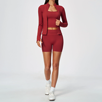 Nouvelle collection automne 2026 – Ensembles de yoga sans couture 4 pièces avec vestes et shorts assortis – Tenue de sport et fitness pour l'extérieur