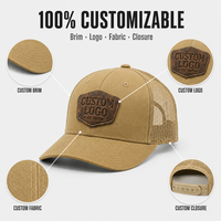 Casquette de camionneur respirante en maille à 6 panneaux avec logo en cuir personnalisé OEM de haute qualité pour la pêche et la chasse en extérieur