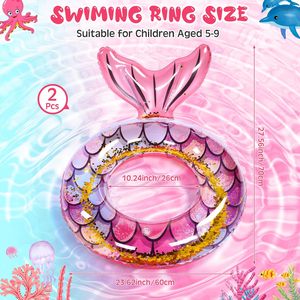 حلقة سباحة مخصصة للبالغين والأطفال وحورية البحر قابلة للنفخ في الصيف ، حوض سباحة ، حمام سباحة ، حمام سباحة ، حمام سباحة ، شاطئ خارجي - Product Image 2