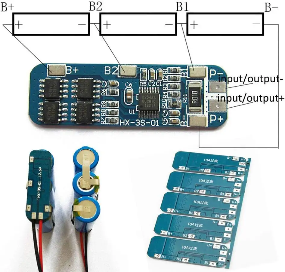 Stocks 3S 12V 10A 18650 Lithium Battery Protection Board BMS Li-ion Protection Module BMS