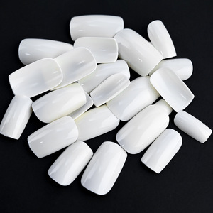 100 faux ongles carrés courts blancs pré-dessinés, couleur unie, pour la pratique de la manucure - Product Image 4