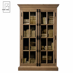 Libreria per porte in vetro di quercia naturale a battente in stile francese per mobili per la casa all'ingrosso - Product Image 1