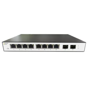 10 Ports voll Gigabit 8+2 Giga 1U Rackmontiert Desktop Ethernet-Switch 2SFP 1000Mbps Max 30W Ausgang PoE Netzwerk-Switch OEM