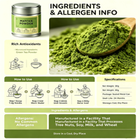 Fournisseur d'usine, marque privée, poudre de matcha cérémonielle 30g 50g 100g, boîtes de matcha, poudre de matcha