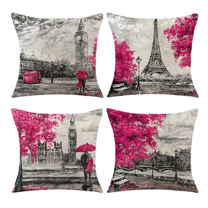 Funda de almohada con estampado de amantes del Big Ben de París, paisaje de ciudad, pintura al óleo, cojines para sala de estar, sofá - Product Image 2