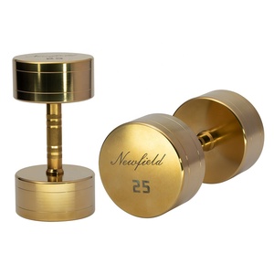 Mancuernas de Titanio de 25 kg para Gimnasio Comercial, Juego de Mancuernas Doradas de Lujo para Ejercicios de Brazos para Hombres y Mujeres - Product Image 1