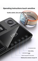Stasiun Pengisian Daya Nirkabel Magnetik 4 in 1 Terlaris, Penyangga Ponsel, Jam Tangan Fitness, Earphone, Mendukung Pengisian Cepat QC3.0/PD