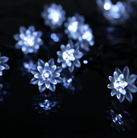 Guirlande lumineuse solaire à 20 LED en forme de double lotus, 5 m, pour décoration de Noël et de fêtes