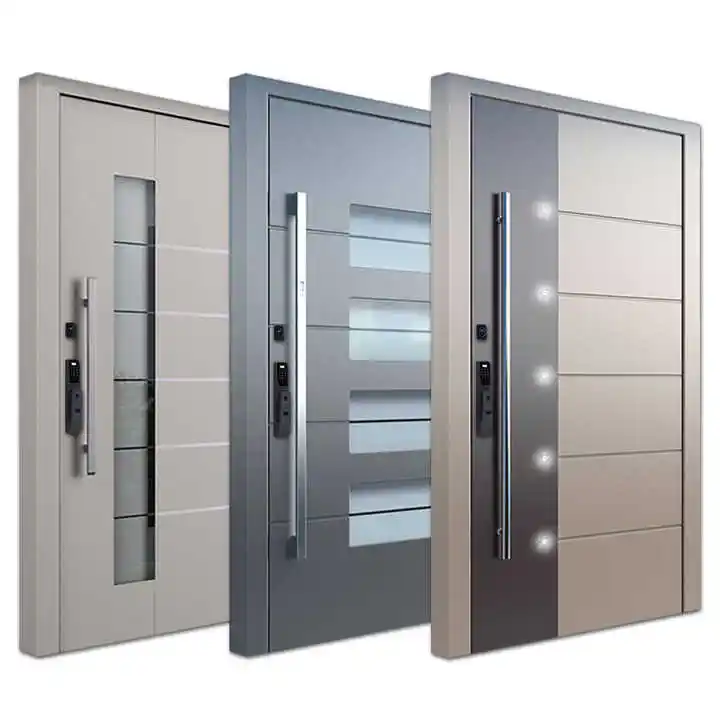 Standar Amerika Utara aluminium tahan karat isolasi kualitas tinggi pintu keamanan Pivot depan pintu masuk perumahan