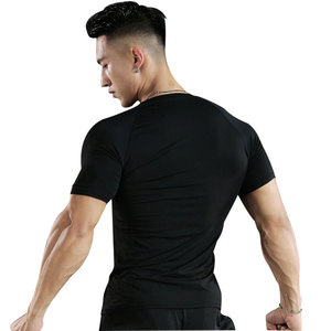 T-shirt sportiva da uomo estiva slim <span class=keywords><strong>fit</strong></span> a maniche corte traspirante con scollo rotondo per corsa e fitness ad asciugatura rapida - Product Image 4