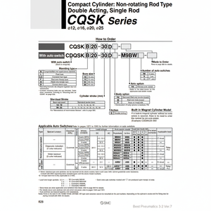 SMC Pneumatics Cylindre Compact CDQSKB20-50DM Pièces Pneumatiques De Haute Qualité - Product Image 1