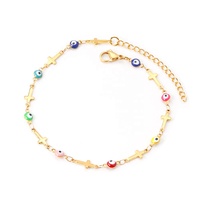 Ason Fashion – bracelet de cheville en acier inoxydable plaqué or 18k, bijoux en forme de cœur avec mauvais yeux colorés, cadeau de cheville réglable, offre spéciale