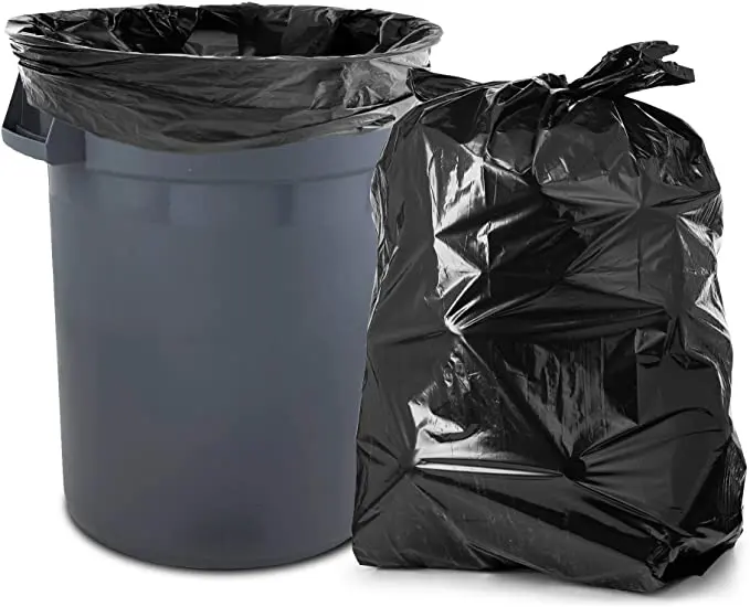 Sacs à ordures en plastique Pe de 55 à 60 gallons, sacs à ordures à attaches croisées de 3.0 Mil, grands sacs à ordures à attaches croisées noires à usage intensif