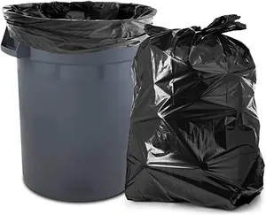 Saco de lixo feito sob encomenda, pe 55-60 galão empurrador sacos de lixo cruz 3.0 mil, grande amarração preta sacos de lixo pesados