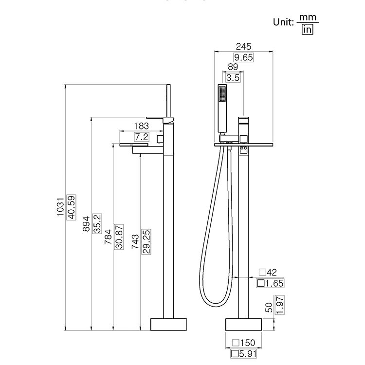 Black Square Single Lever Brass Mixer Tap Freestanding Tub Filler Floor Mounted Single Handle Waterfall Bathtub Faucet