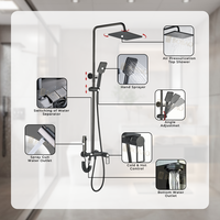 Robinet mural en laiton gris pistolet, ensemble de douche, robinets de salle de bain, kits en laiton, pluie, mitigeur, ensemble douche souple