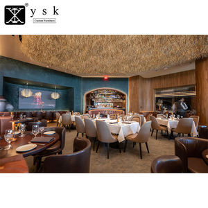 रेस्तरां फर्नीचर मोक छूट कस्टम वाणिज्यिक स्टेक हाउस लकड़ी की डाइनिंग टेबल और चमड़े की कुर्सी सेट RF-618 - Product Image 1