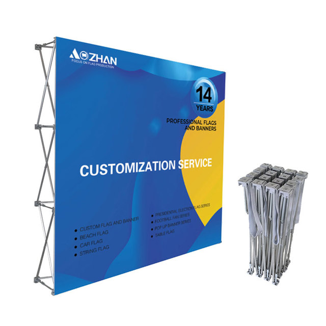Custom Pop up Display Straight Tension Fabric Pop up Media Wall Backdrop Trade Show Exhibition Banner Stands for Business