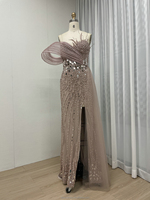 Robes de soirée de luxe vert sauge MY30059-2, haute couture, lourdement ornées de sequins et de perles, avec fente haute, pour fêtes formelles, bals de promo et mariages à Dubaï