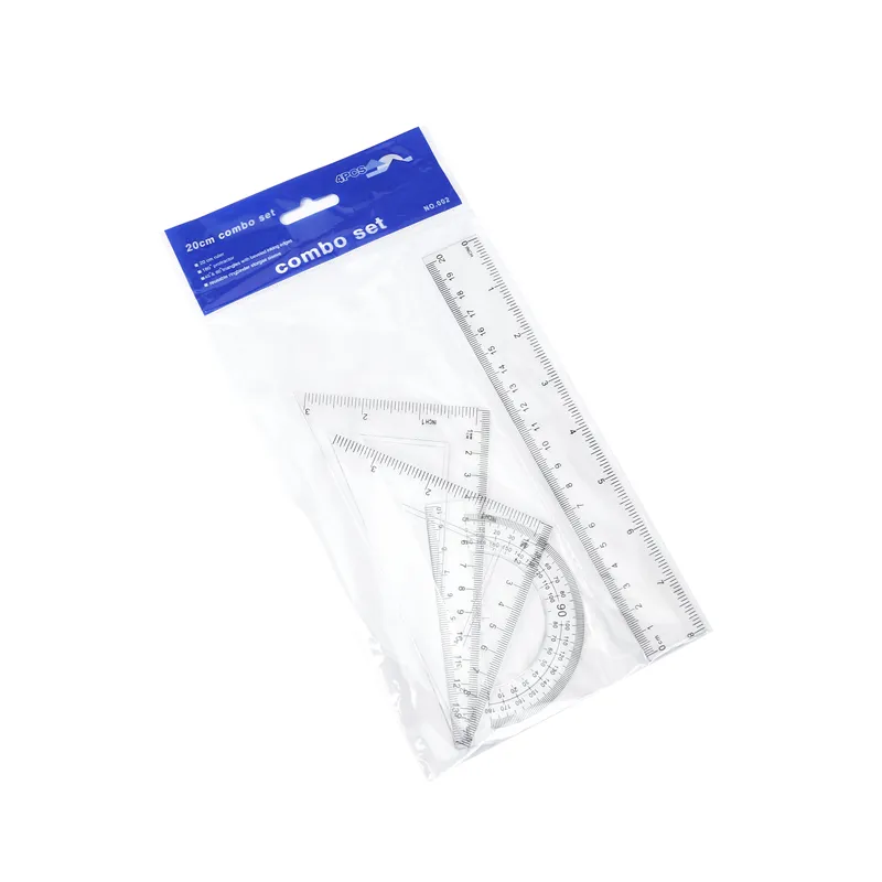Factory direct sale 4 pieces of geometric set protractor, ruler, square set