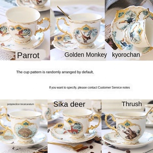 ชุดน้ำชาเซรามิกสุดหรูสไตล์อังกฤษ ชุดถ้วยกาแฟสำหรับดื่มน้ำชายามบ่าย ชุดกาแฟลายป่าสำหรับใช้ในบ้านระดับไฮเอนด์ - Product Image 4