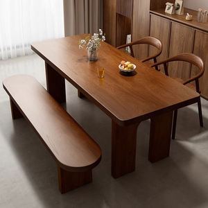 Set Tavolo da Pranzo Moderno in Legno Massello, Tavolo Rettangolare in Legno, Arredamento Casa di Alta Qualità e Confortevole - Product Image 4