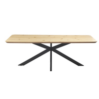 Table basse en MDF plus épaisse, couleur bois naturel, avec pieds en métal noir, à vendre