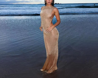 Robes d'été 2024 Femmes Tight Sexy Backless Solid Split Sling Dress Women Fashion Dresses