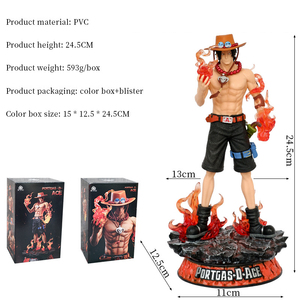 Figurines d'anime en PVC avec boîte, <span class=keywords><strong>figurine</strong></span> d'anime japonaise <span class=keywords><strong>GK</strong></span> One Pieced, de 25cm, grande taille, 3e anniversaire, Flame Ace - Product Image 2