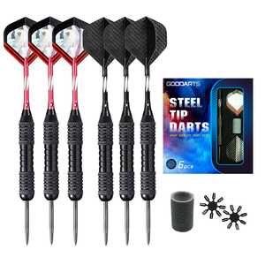 Ensemble de fléchettes de qualité supérieure : Ensemble de 6 fléchettes en acier de 24 g, motif licorne, dans un coffret cadeau noir et rouge de qualité supérieure - Product Image 1