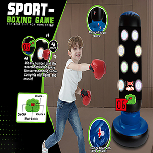 AJB Colonne de boxe gonflable avec éclairage LED, effets sonores, notation et 6 modes, pour l'entraînement des enfants et la réduction du stress - Product Image 2