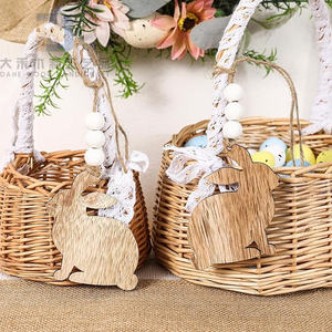 12 Pezzi Etichette in Legno Vuote per Cestini Pasquali, Targhette Personalizzabili a Forma di Coniglio per Lavoretti Fai-da-Te, Decorazioni da Appendere per Feste, Etichette Regalo - Product Image 2