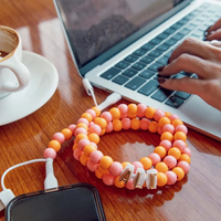 Kabel Charger Polkadot Warna-warni Grosir 1m Kabel Data Ponsel Custom 4 in 1 Charger Ponsel Berhias Manik Akrilik