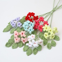 Buket Bunga Buatan Tangan Rajutan Crochet Tujuh Daun Bunga Wangi Tiruan