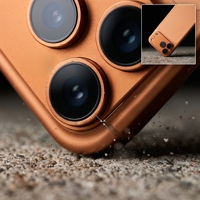 Protection d'objectif d'appareil photo intégrée pour 17 Pro Max Cosmic Orange Armor, film en verre trempé 9H anti-reflet AR, métal aluminium