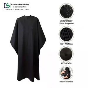 Capa de Peluquería de Poliéster con Logotipo Personalizado, Capa de Barbero Negra con Broches, Capas de Peluquero - Product Image 4